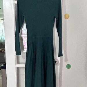 Draper James Deep Green/Glitter Long Sleeve Knit Midi Dress